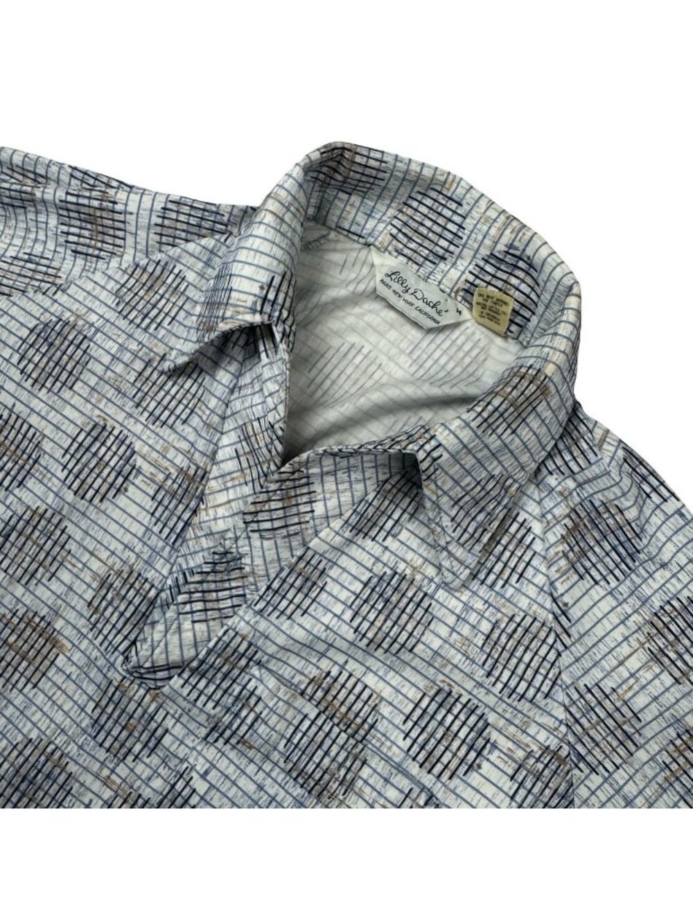 VTG  Lilly Dache Men's 100% Polyester S/S Polo Shirt Blue White • Medium